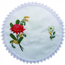 Waratah Embroidery Doily Kit 30Cm